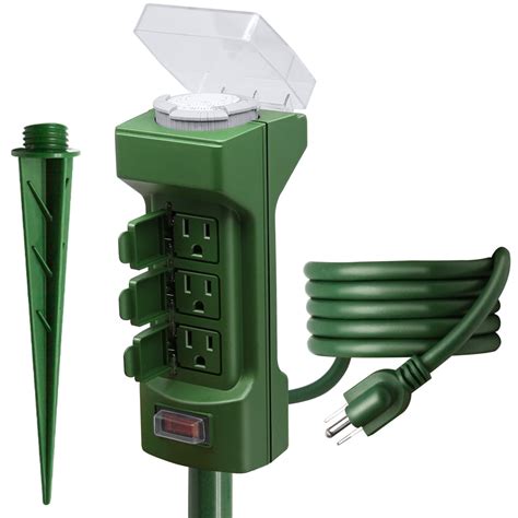 outdoor power stake with timer